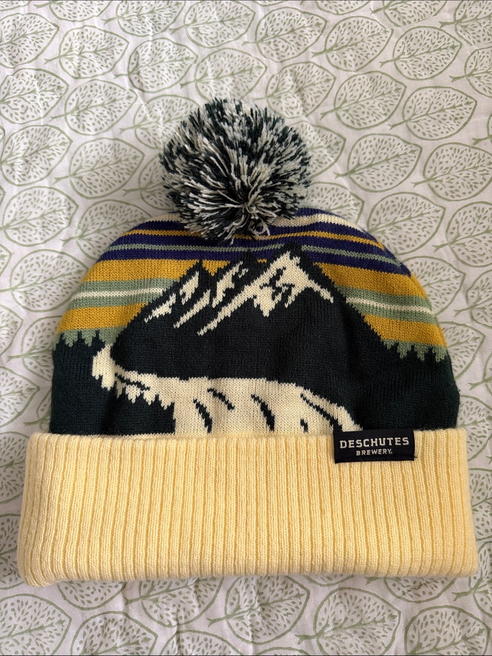 Deschutes Yellow & Green Pom Beanie